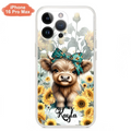 Teal Highland Cow Phone Case - Gift Idea For Grandma/Birthday -  Case For iPhone/Samsung