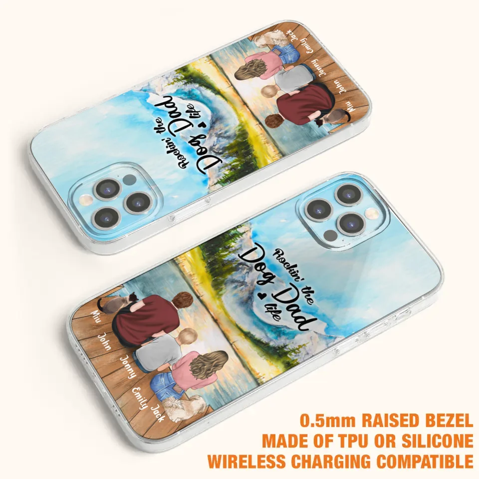 Personalized Pet Couple Phone Case - Parent With 1 Kid And 2 Pets - Case For iPhone And Samsung