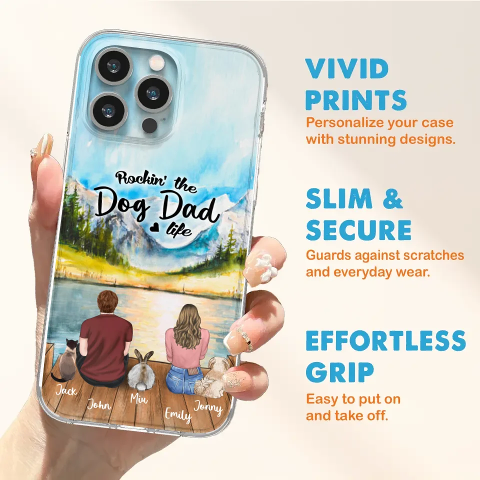 Custom Personalized Pet Couple Phone Case - Couple With Upto 3 Pets - Case For iPhone And Samsung