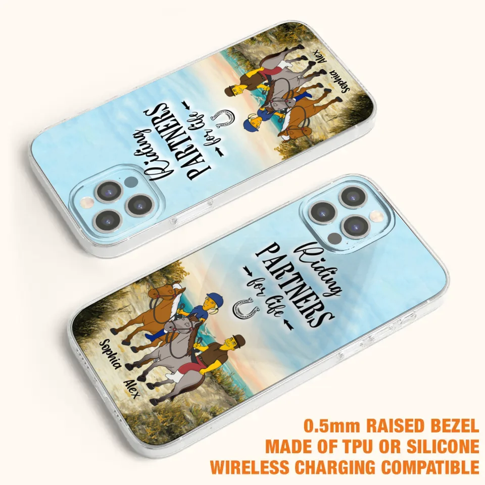 Custom Personalized Horseback Riding Cartoon Portrait From Photo Phone Case - Gift Idea For Couple/ Riding Lover - Case For iPhone And Samsung