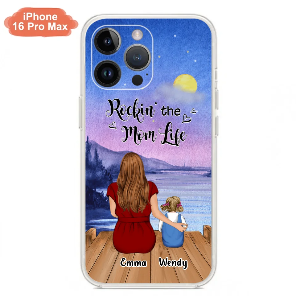 Custom Personalized Mom Phone Case - Mom With Upto 5 Children - Best Gift For Mother's Day/Family - Rockin' The Mom Life - Case for iPhone/Samsung