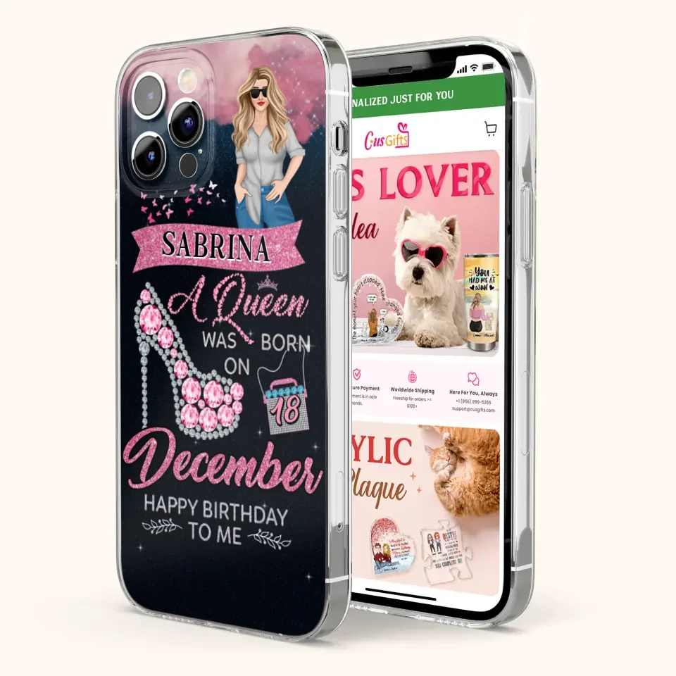 Custom Personalized Birthday Queen Phone Case - Gift Idea For Friends/Birthday - A Queen Was Born - Case for iPhone/Samsung