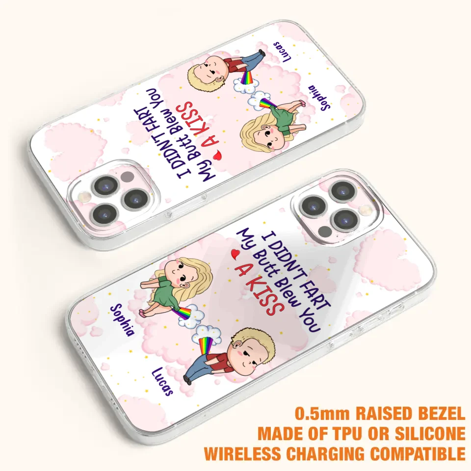 Custom Personalized Fart Couple Phone Case - Funny Valentine's Day Gift For Couple - I Didn't Fart My Butt Blew You A Kiss - Case For iPhone And Samsung