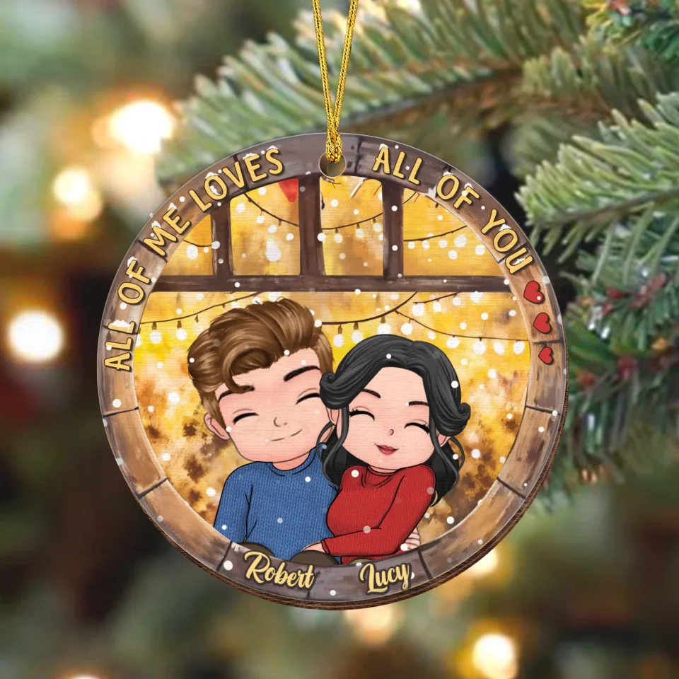 Personalized Couple Window Xmas Wooden Ornament - Christmas Gift Idea For Couple - All Of Me Loves All Of You