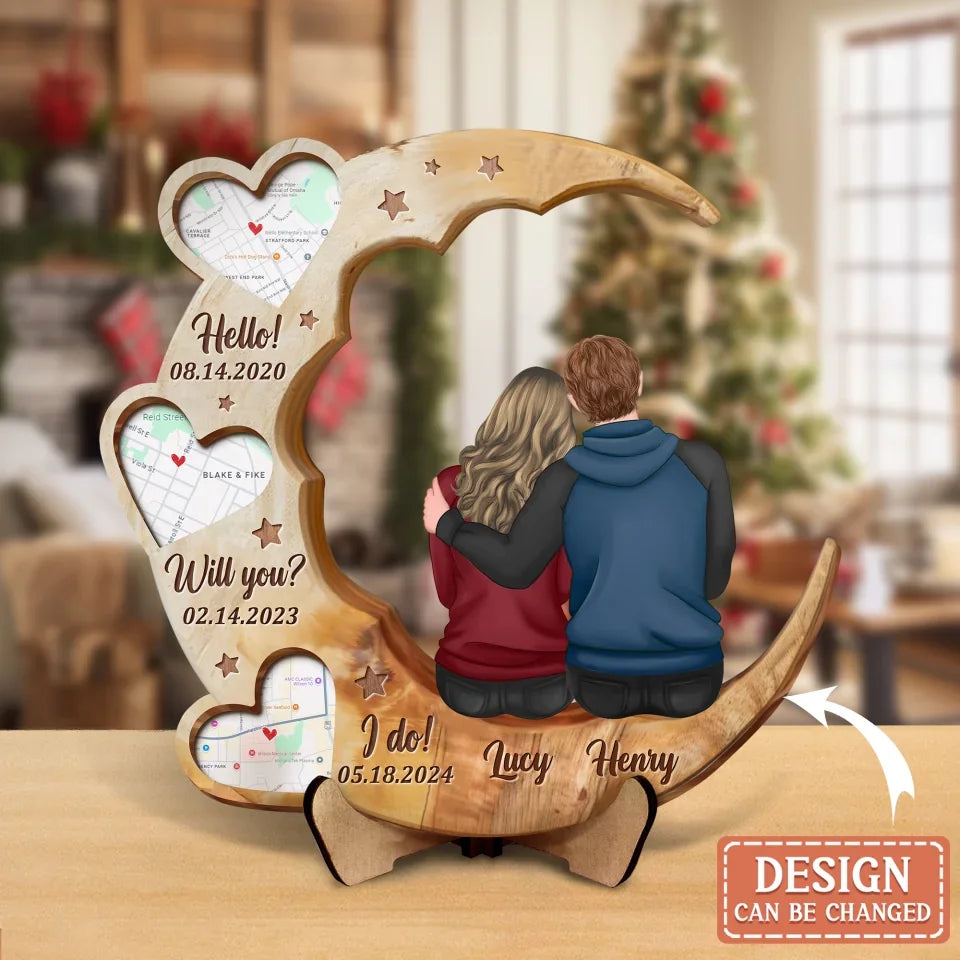 Custom Personalized Couple 2 Layered Wooden Art - Anniversary Gift Idea Couple - Hello Will You I Do