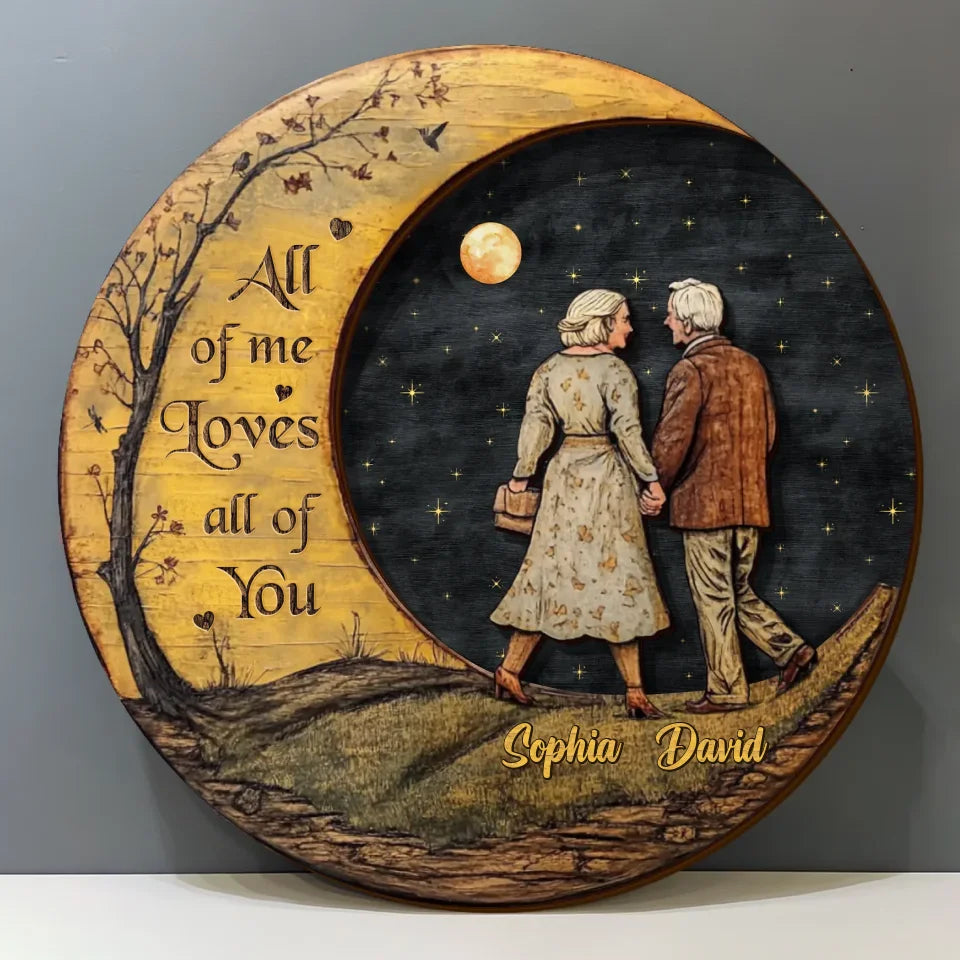Custom Personalized Old Couple Moon 2 Layered Wooden Art - Gift Idea For Couple - I Had You & You Had Me
