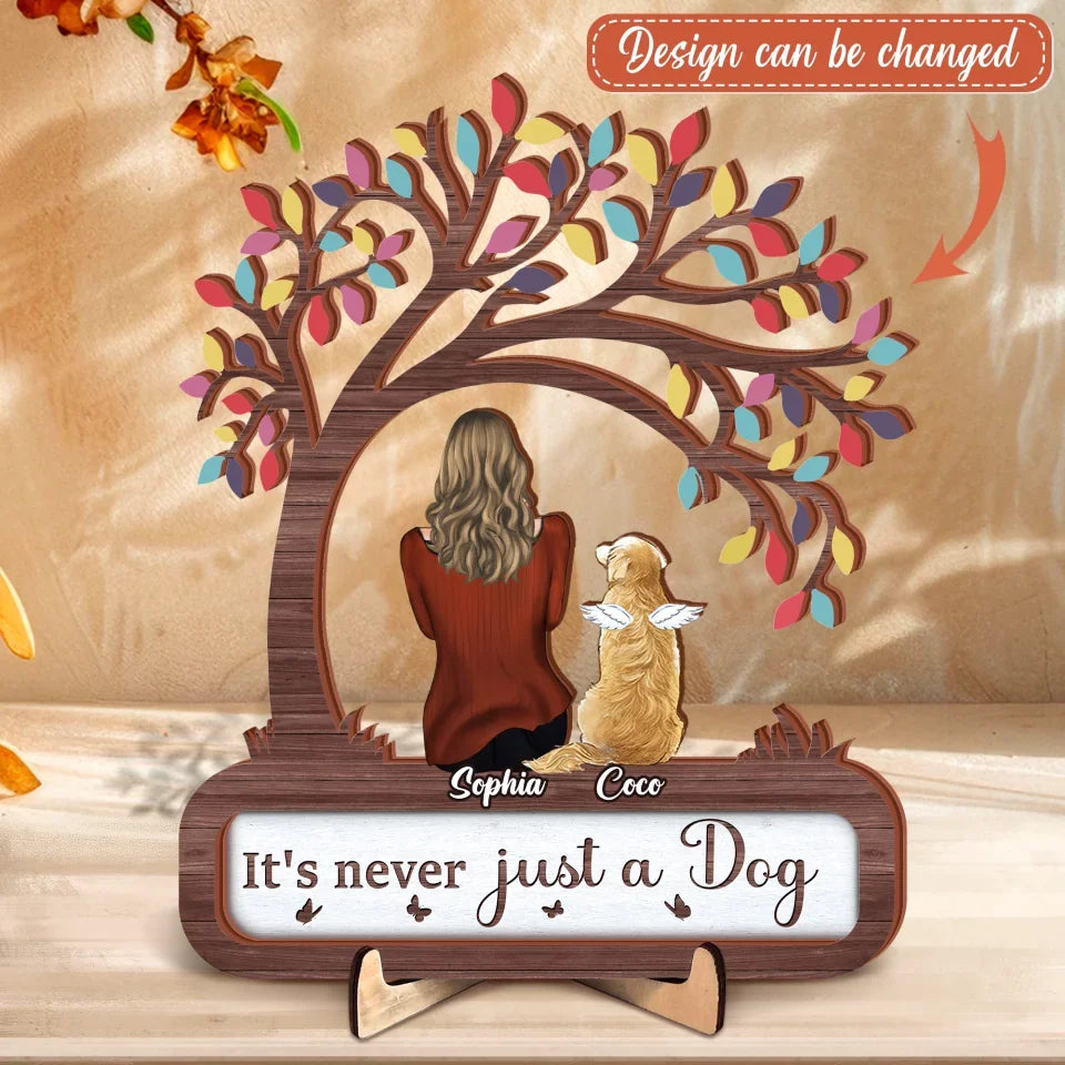 Personalized Memorial Pet Wooden Art - Up to 3 Dogs/Cats/Rabbits - Memorial Gift Idea For Pet Lover - It's Never Just A Dog