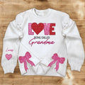 Personalized Grandma Side Bow Embroidered Sweatshirt - Up to 10 Kids - Gift Idea For Grandma/Mother - Love Being Called Grandma
