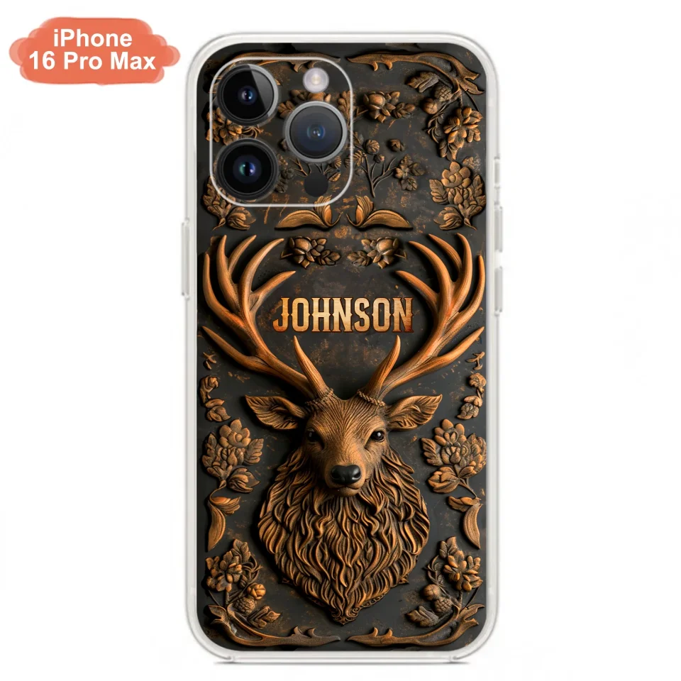 Personalized Deer Hunting 3D Printed Effect Phone Case - Gift Idea For Hunting Lover - Case For iPhone/Samsung