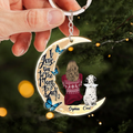 Personalized Memorial Pet Moon Wooden Keychain - Memorial Gift Idea For Pet Lover - I Love You To The Moon & Back