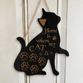 Personalized Cat Wooden Sign - Gift Idea For Cat Owners - Home Is Where My Cat Is