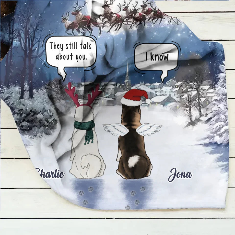 Personalized Memorial Dog Quilt/Fleece Throw Blanket - Memorial Gift Idea For Pet Lover - They Still Talk About You