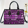 Personalized Grandma PU Leather Handbag With Long Straps - Up to 7 Kids - Mother's Day Gift Idea For Grandma