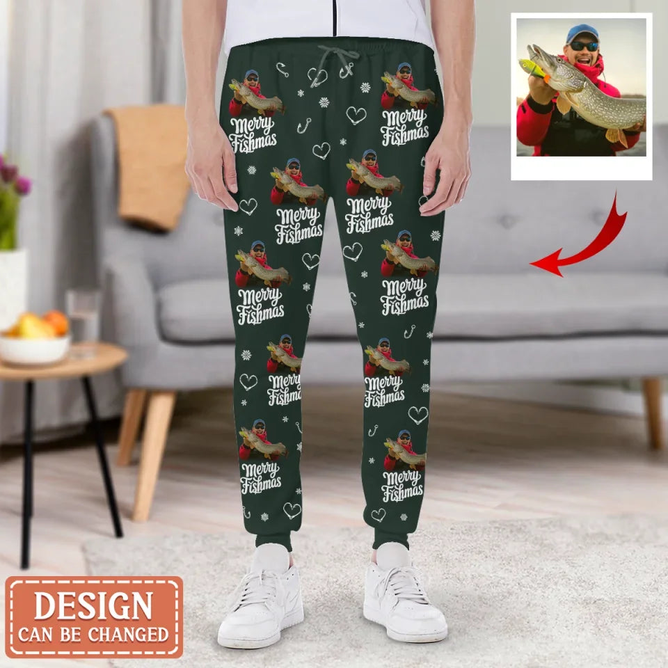 Personalized Merry Fishmas AOP Unisex Sweatpants - Gift Idea For Fishing Lover