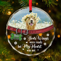 Personalized Memorial Pet Round Glass Ornament - Upload Photo - Memorial Gift Idea For Pet Owners - Your Wings Were Ready But My Heart Was Not