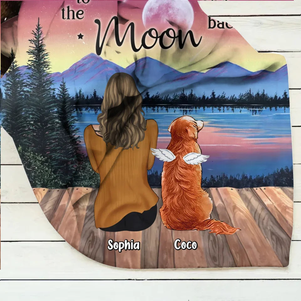 Personalized Pet Mom/Dad Quilt/Fleece Throw Blanket - Up to 3 Pets - Gift Idea For Dog/Cat/Rabbit Lover - I Love You To The Moon And Back