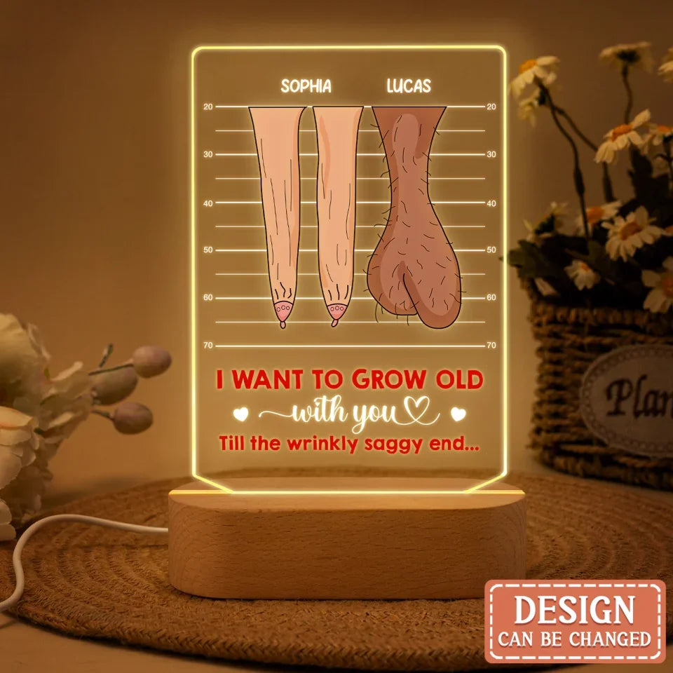 Personalized Couple Acrylic Panel with Lighted Stand - Valentine' Day Gift Idea - Love Is Supporting Each Other In Old Age