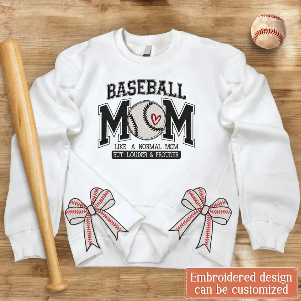 Baseball Mom Side Bow Embroidered Sweatshirt - Mother's Day Gift Idea