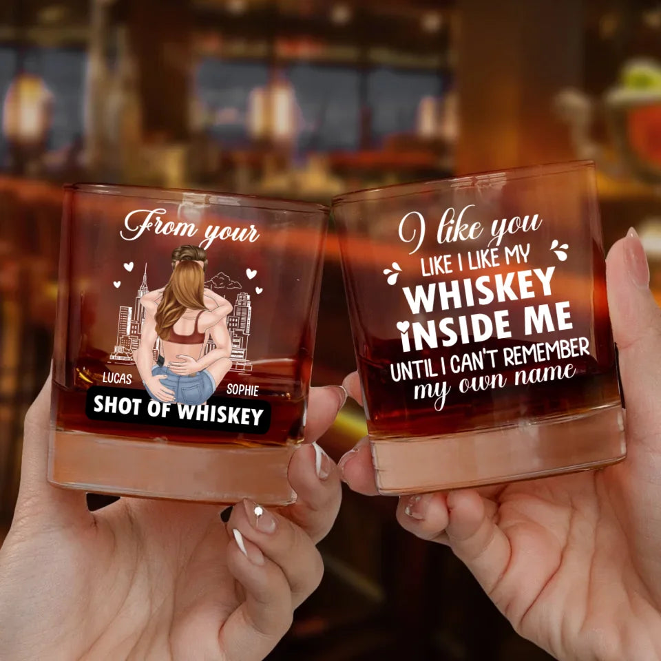 Personalized Couple Whiskey Glass - Gift Idea For Couple/Valentine/Husband/Him - From Your Shot Of Whiskey