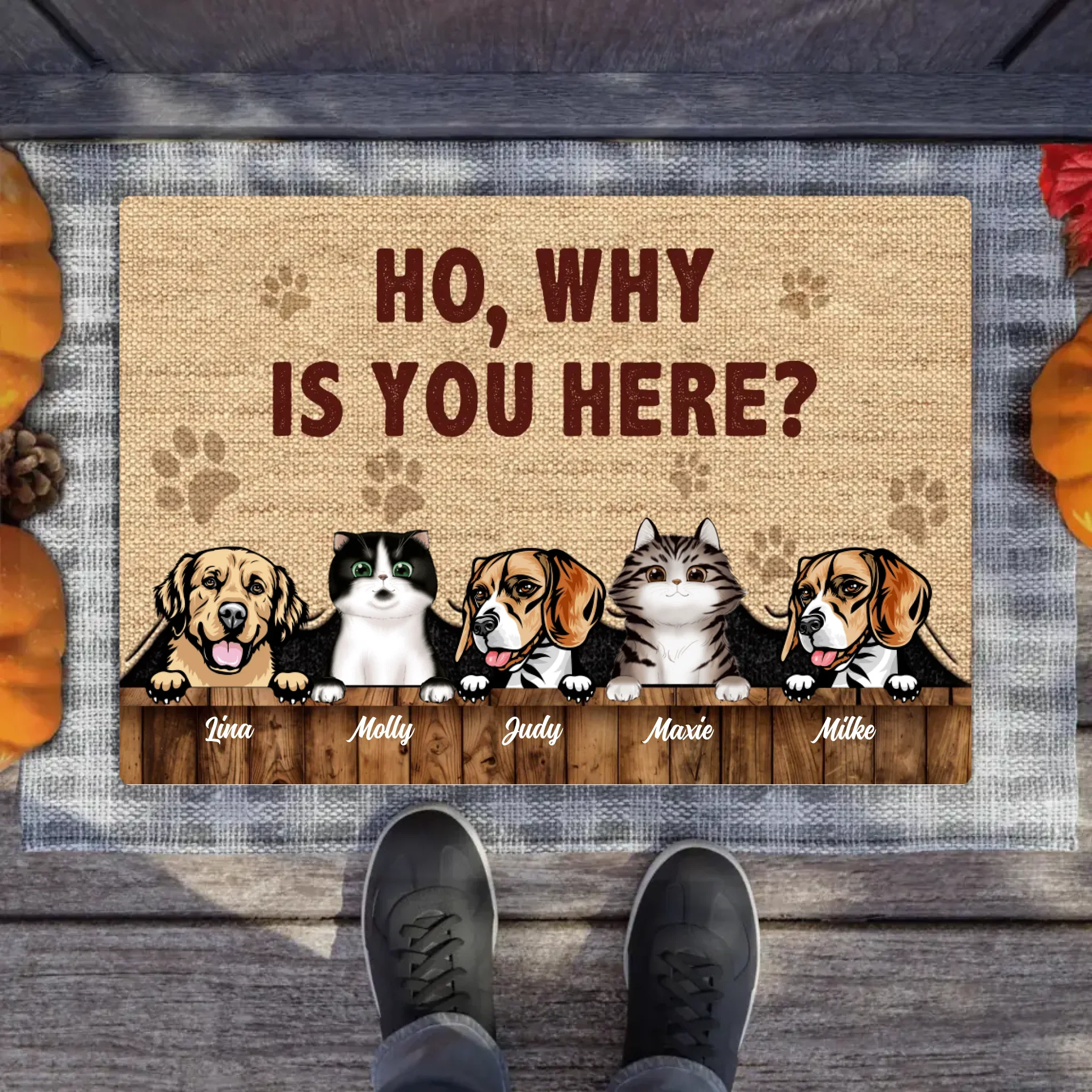Personalized Pets Lover Doormat - Up to 5 Pets - Best Gift For Dog Lover/Cat Lover