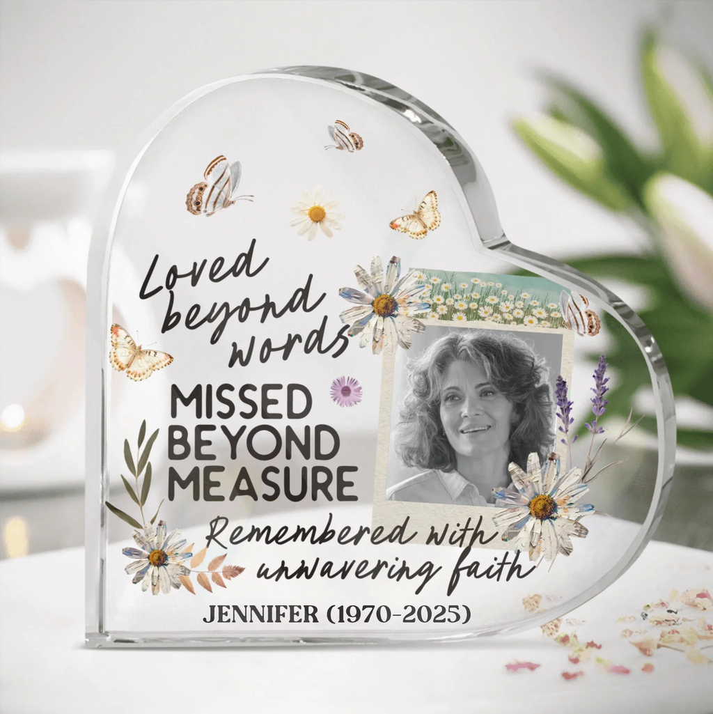 Personalized Memorial Photo Acrylic Plaque - Memorial Gift Idea For Loss Of Family Member
