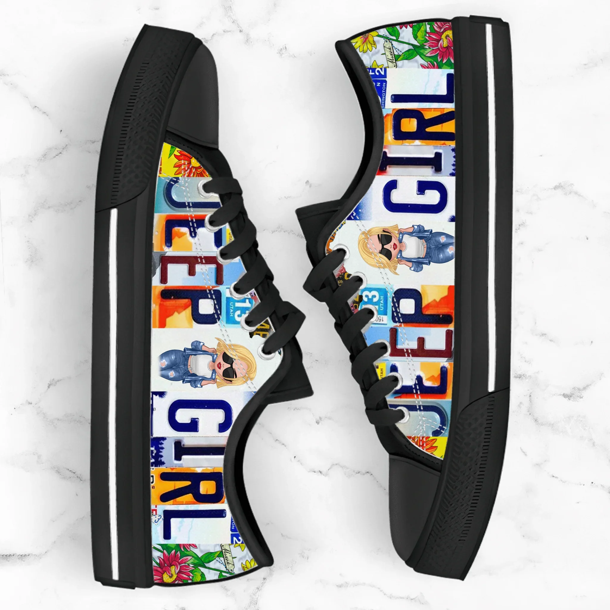 Personalized Off-road Girl Low Top Sneakers - Birthday Gift Idea