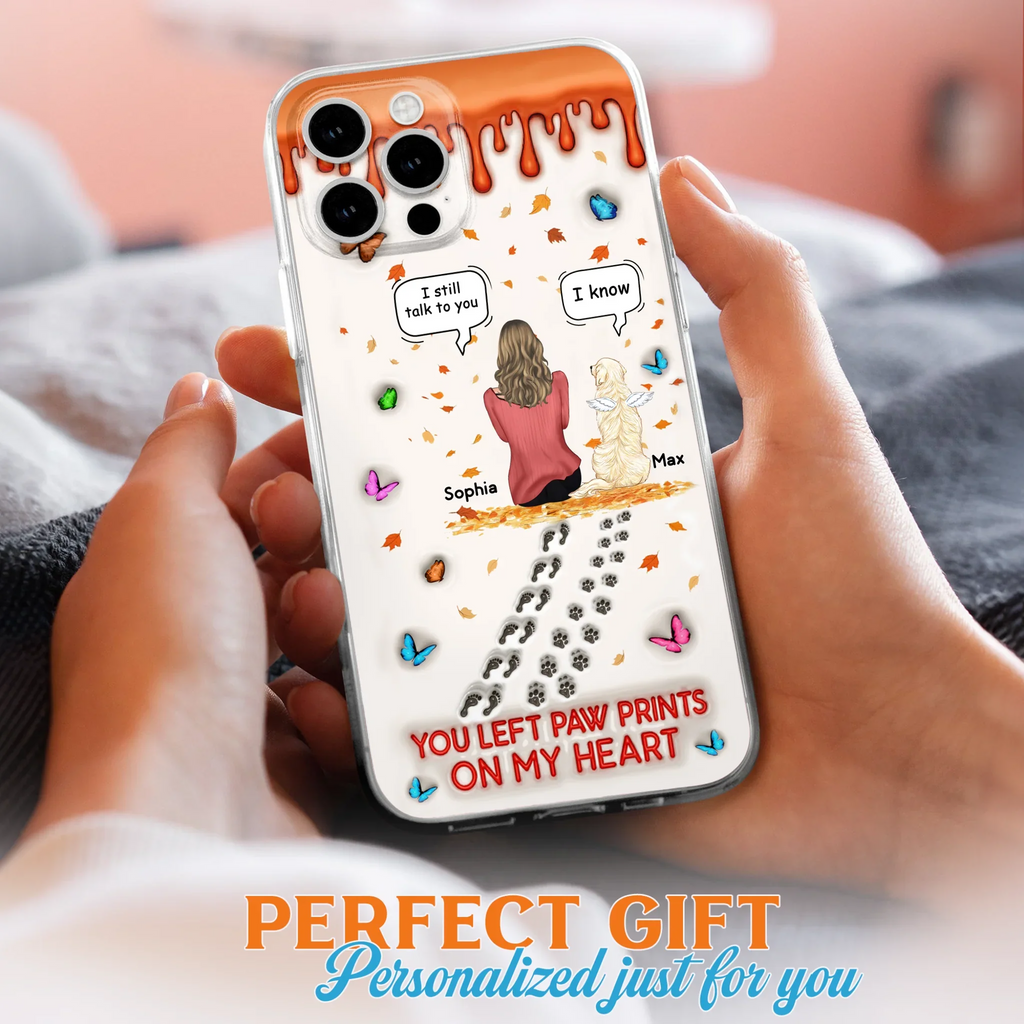 Custom Personalized Memorial Dog Phone Case - Memorial Gift Idea For Pet Lover - Case For iPhone/ Samsung - You Left Paw Prints On My Heart
