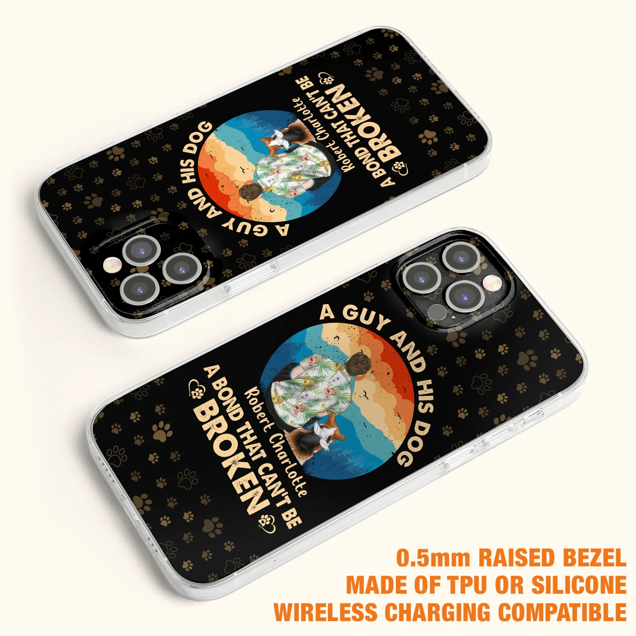 Custom Personalized Dog Dad Phone Case - Father's Day Gift Idea for Dad/Dog Lovers - Upto 4 Dogs - A Guy And His Dog A Bond That Can't Be Broken - Cases For iPhone/Samsung
