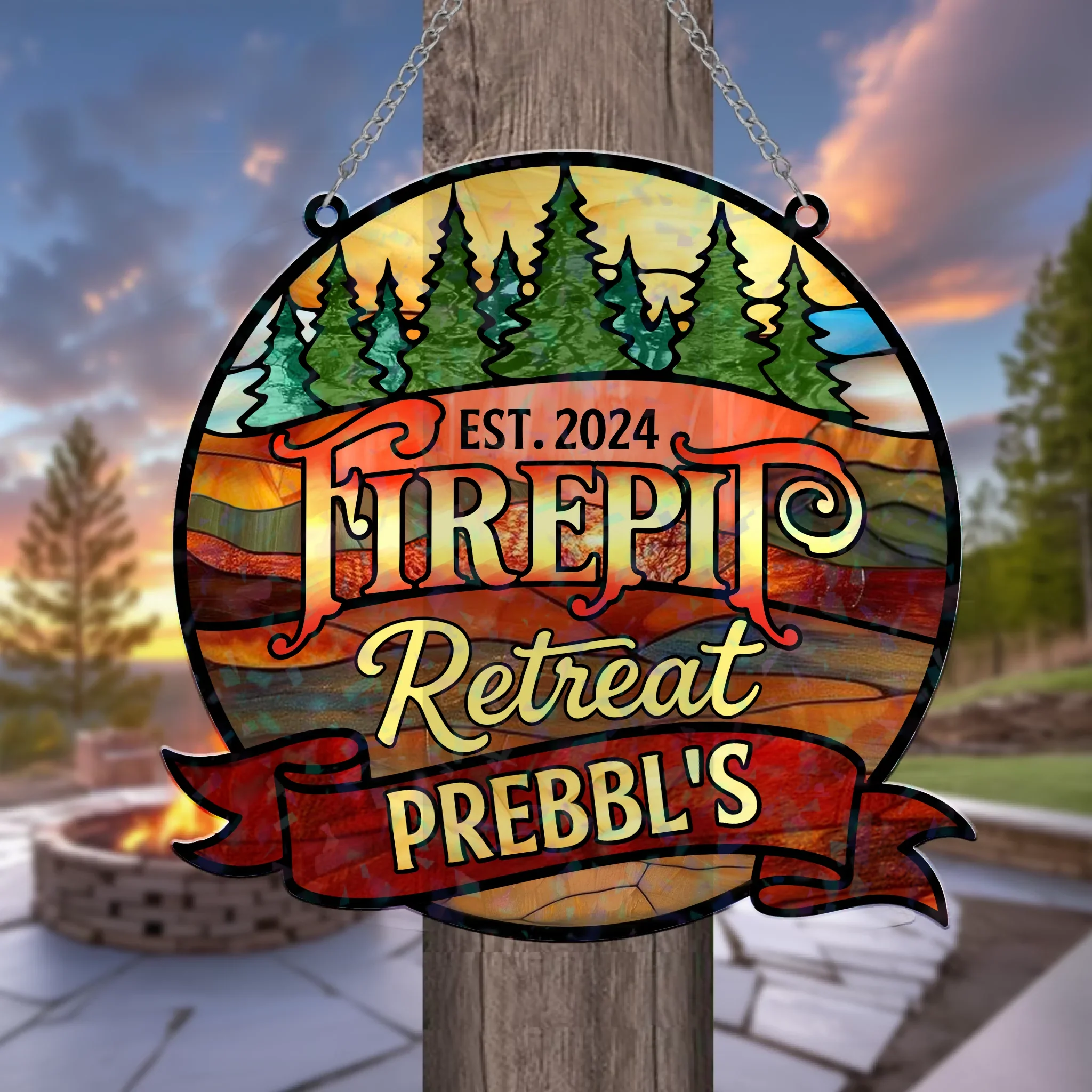 Personalized Patio Acrylic Suncatcher - Summer Gift Idea - Firepit Retreat