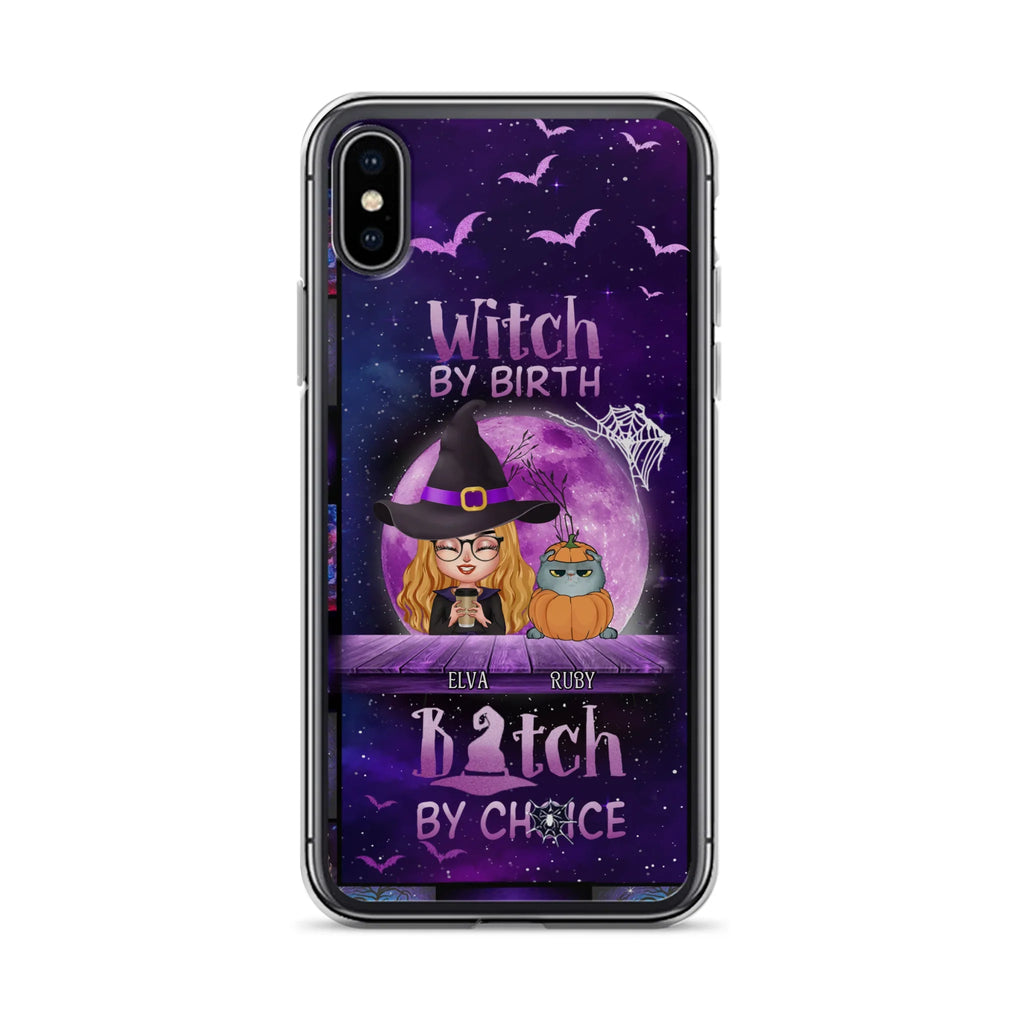 Custom Personalized Witch Phone Case - Gift Idea For Witch/ Dog/ Cat Lover - Upto 4 Pets - Witch By Birth - Case For iPhone/ Samsung