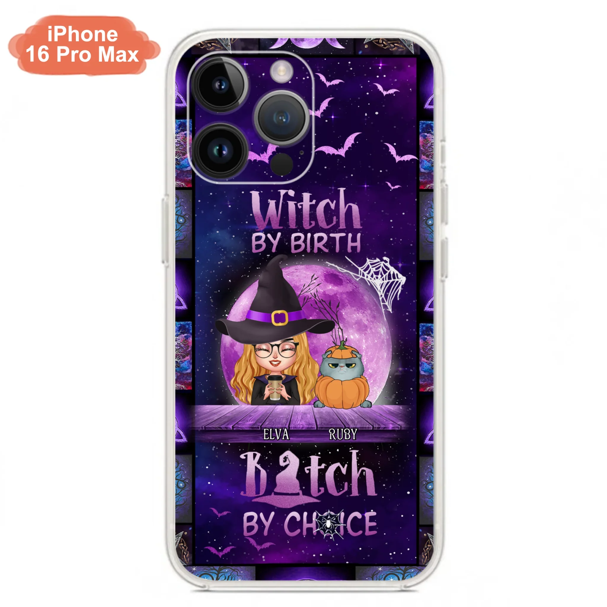Custom Personalized Witch Phone Case - Gift Idea For Witch/ Dog/ Cat Lover - Upto 4 Pets - Witch By Birth - Case For iPhone/ Samsung