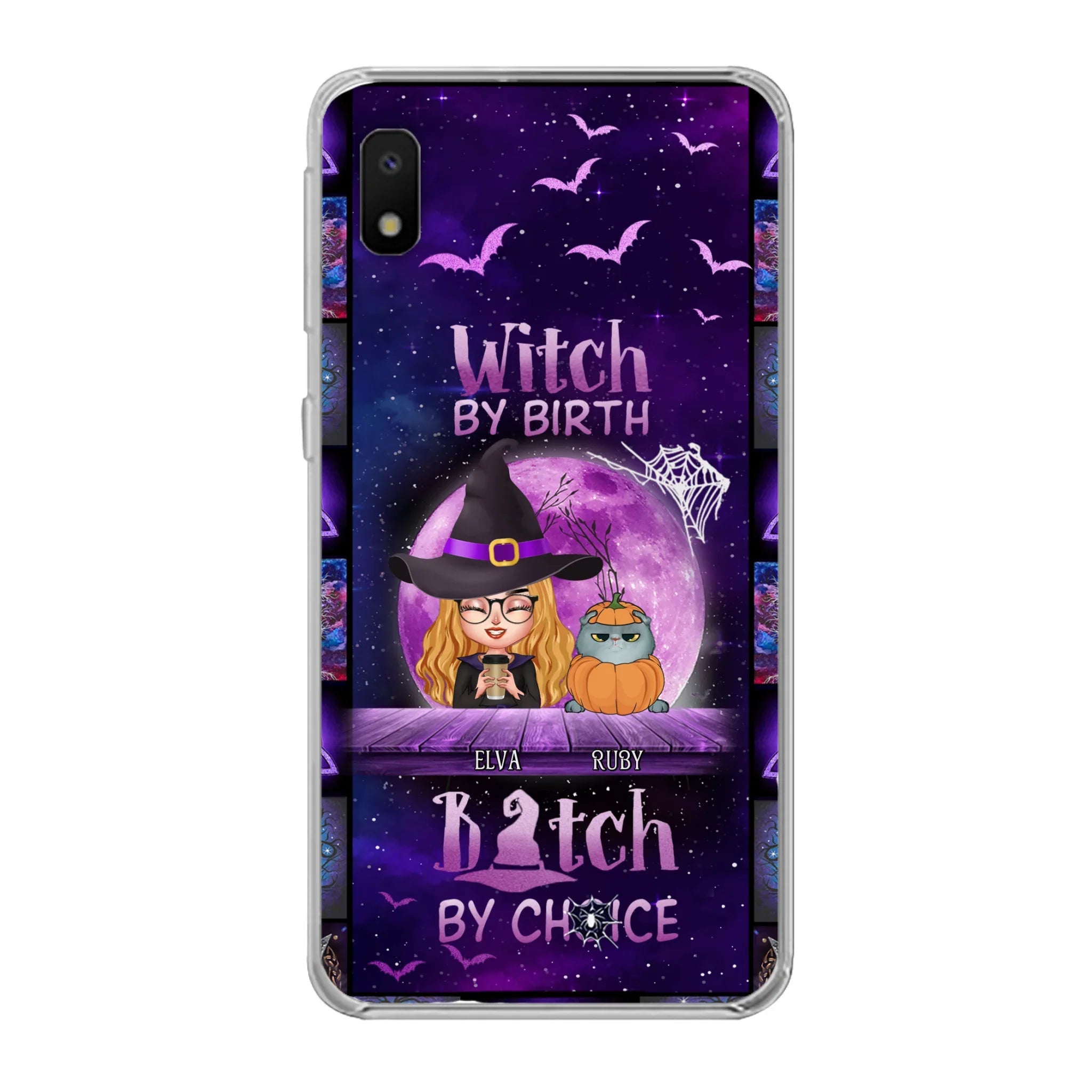 Custom Personalized Witch Phone Case - Gift Idea For Witch/ Dog/ Cat Lover - Upto 4 Pets - Witch By Birth - Case For iPhone/ Samsung