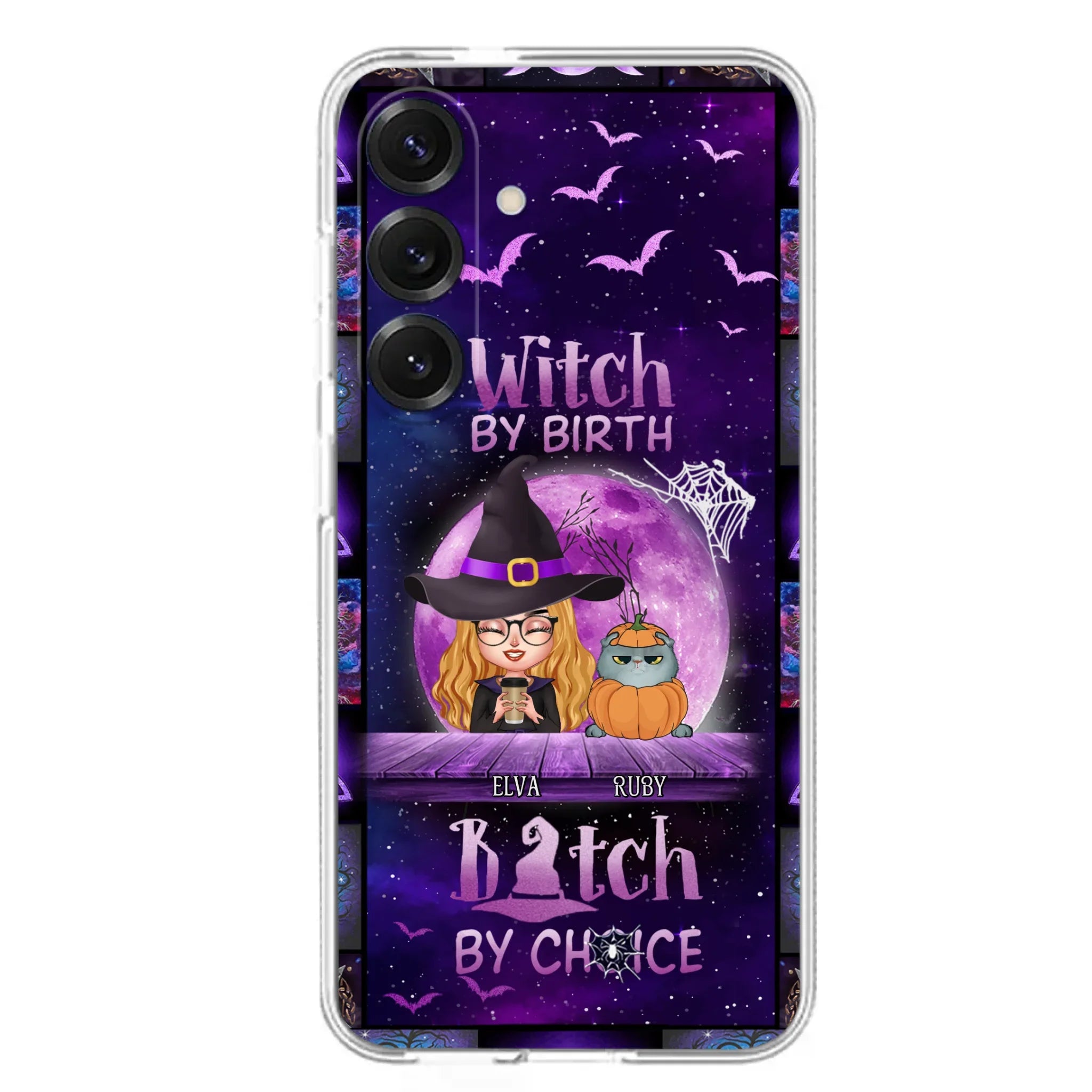 Custom Personalized Witch Phone Case - Gift Idea For Witch/ Dog/ Cat Lover - Upto 4 Pets - Witch By Birth - Case For iPhone/ Samsung