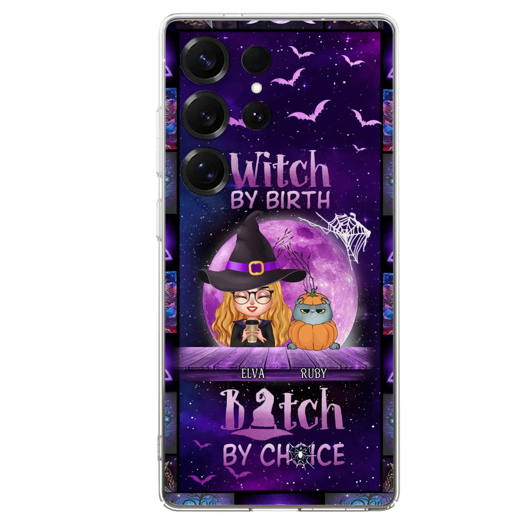Custom Personalized Witch Phone Case - Gift Idea For Witch/ Dog/ Cat Lover - Upto 4 Pets - Witch By Birth - Case For iPhone/ Samsung