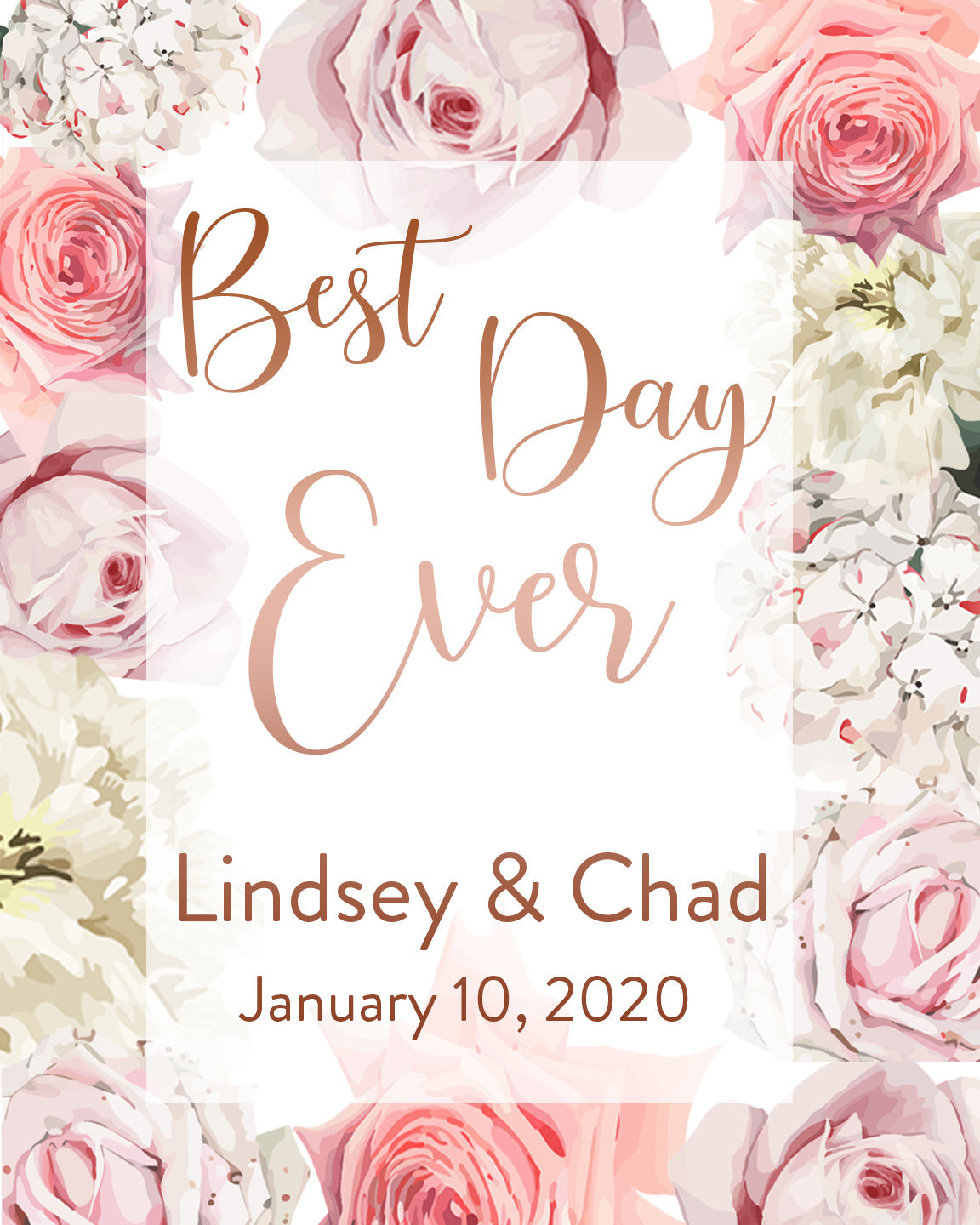 Best Day Ever - Vertical Wedding Welcome Sign