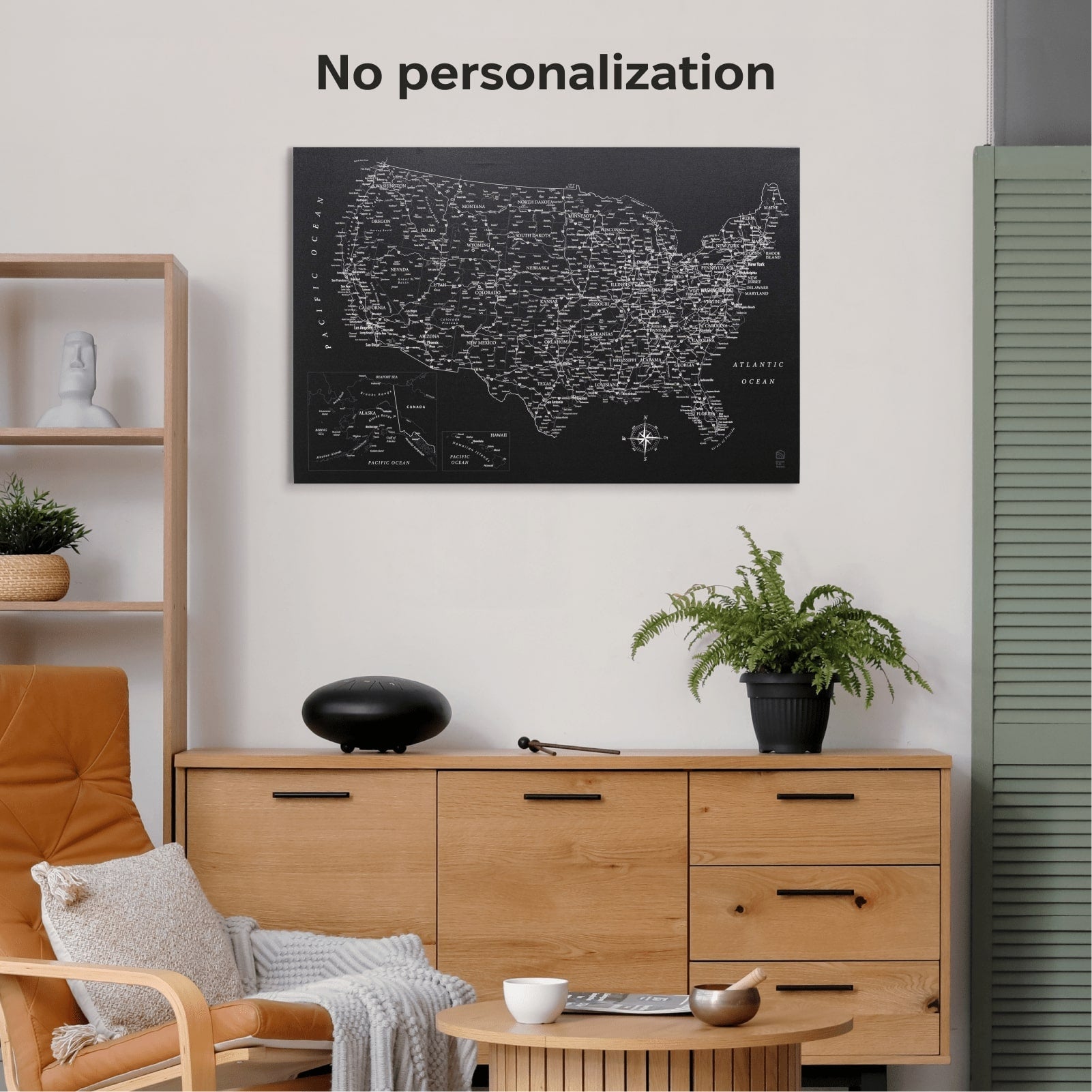 Wooden Canvas USA Map - Black