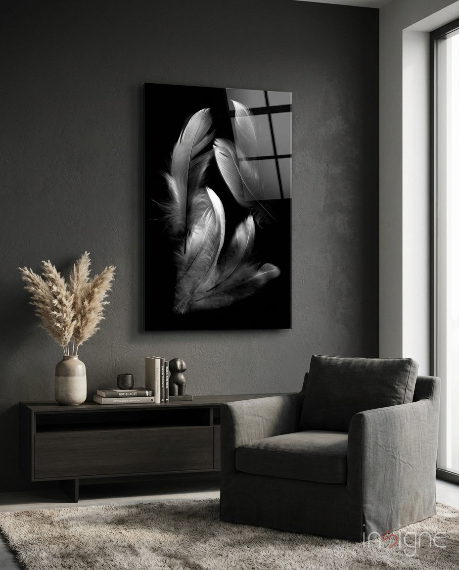 Feather Glass Wall Art