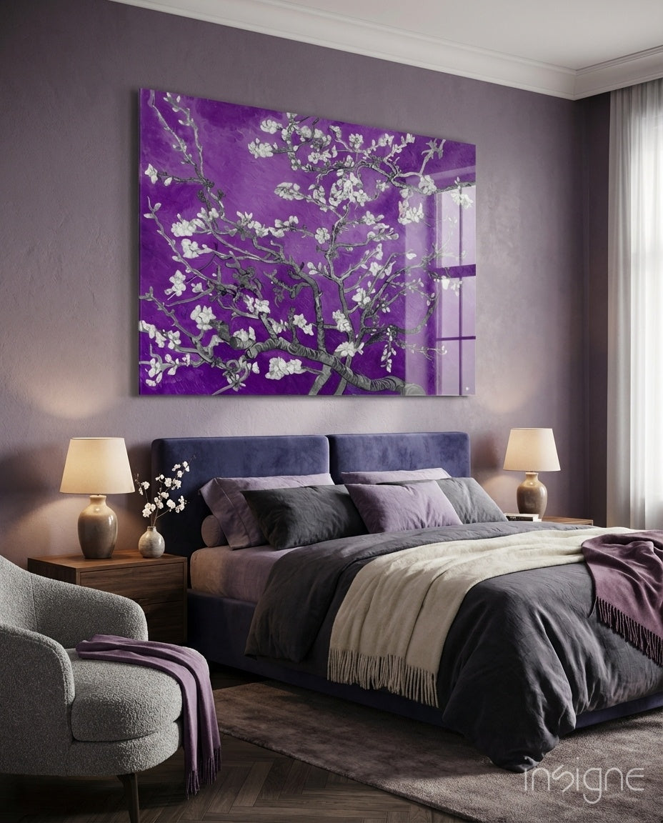 White Flowers Glass Wall Art