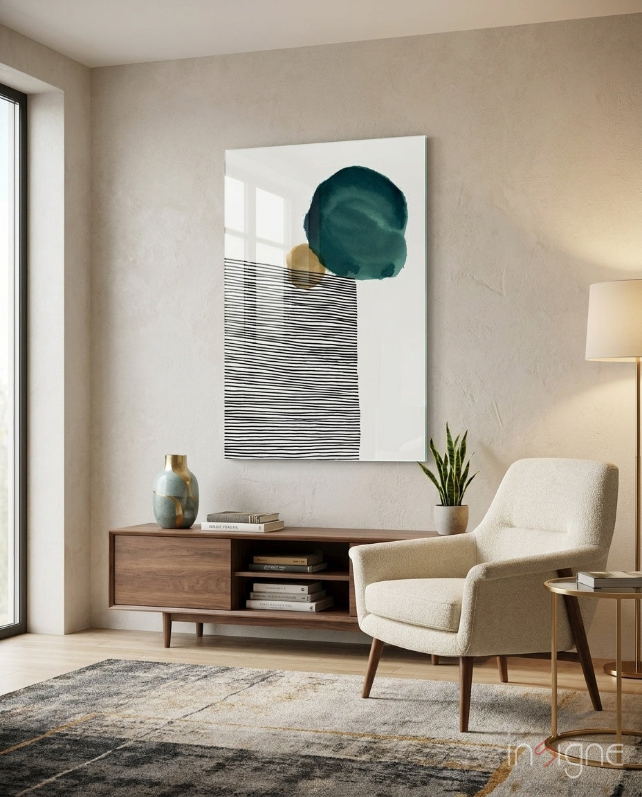 Abstract Shapes Glass Wall Art