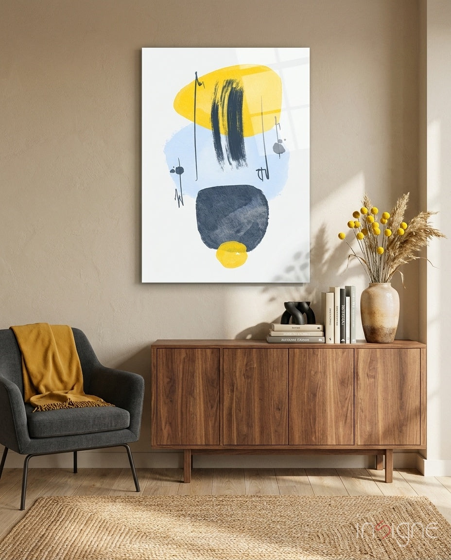 Abstract Shapes Glass Wall Art