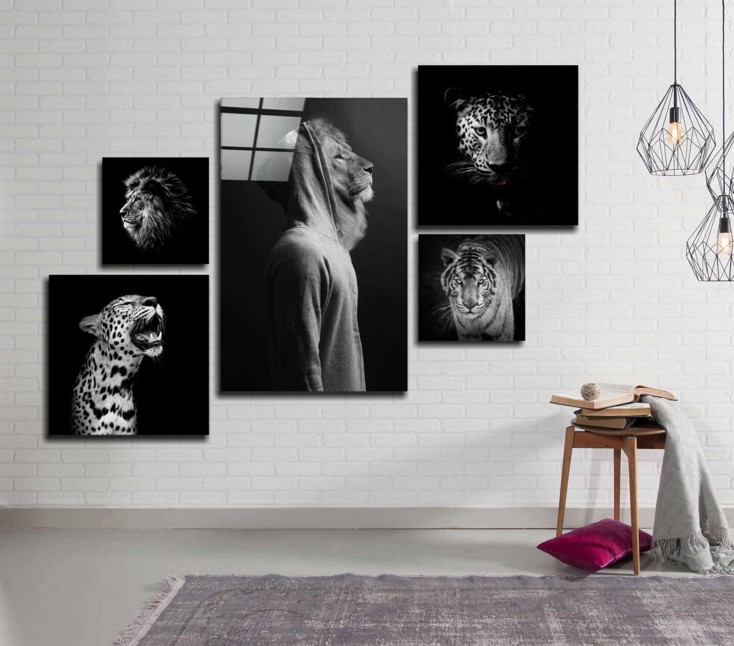 Wild Heads Combined Glass Wall Art