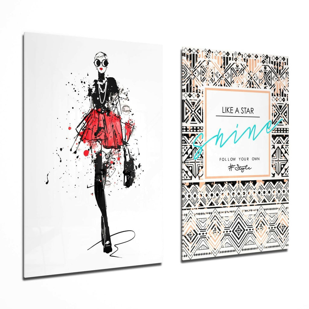 Enjoy the Little Things 2 Pieces Combine Glass Wall Art