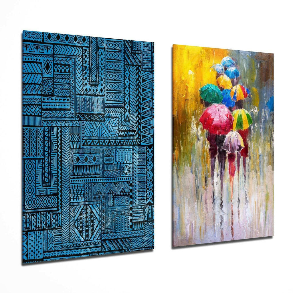Umbrellas 2 Pieces Combine Glass Wall Art