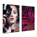 Patchwork Women 2 Pieces Combine Glass Wall Art