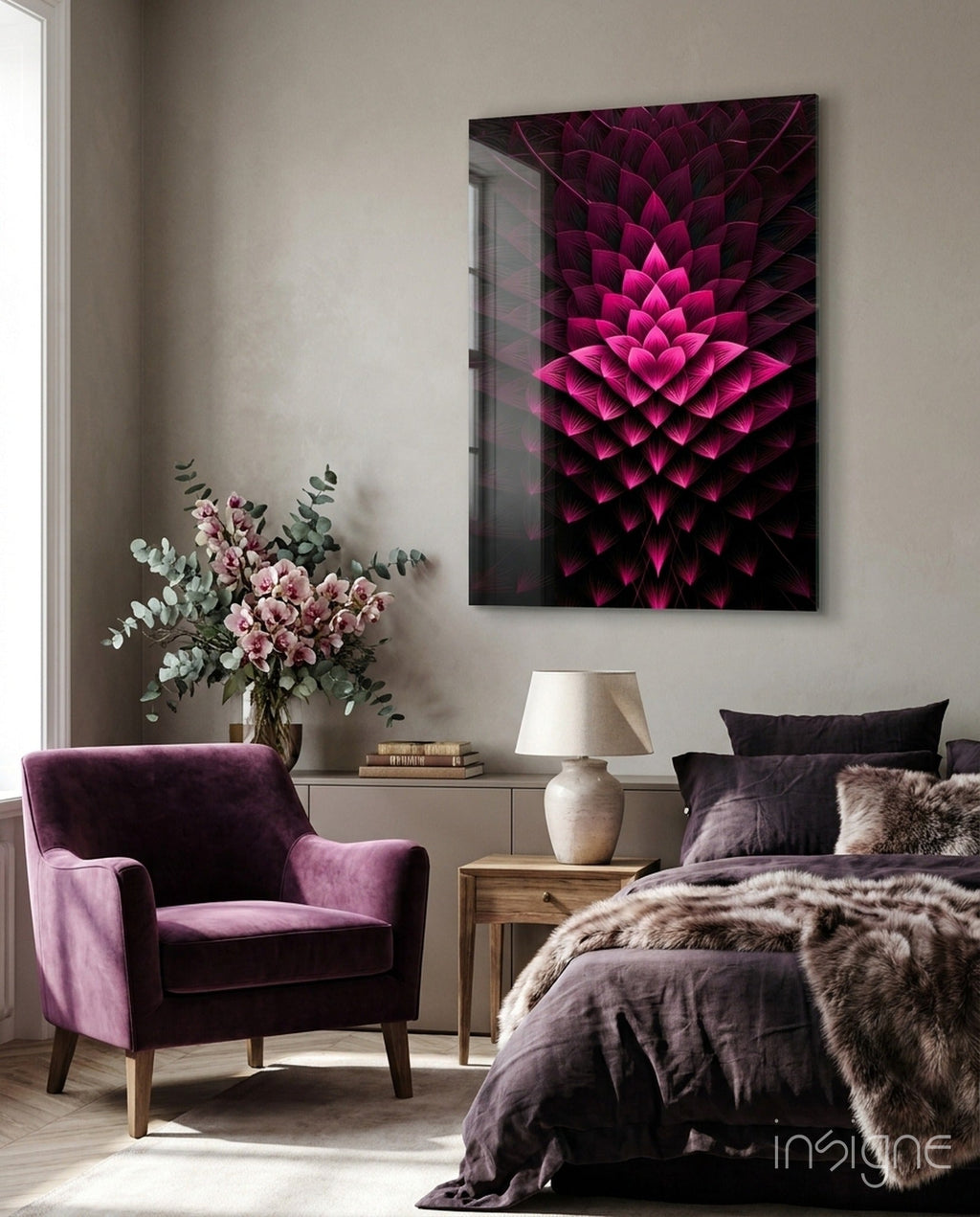 Flower of Luck Glass Wall Art|| Designer's Collection