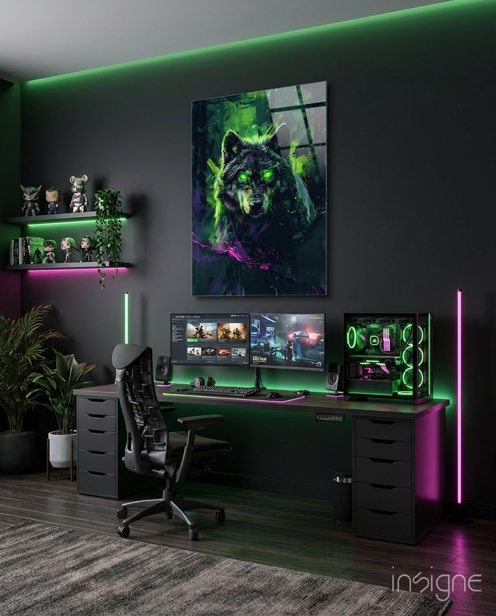 Wolf Glass Wall Art || Designer Collection