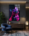 Dog with Glasses Glass Wall Art || Designer Collection