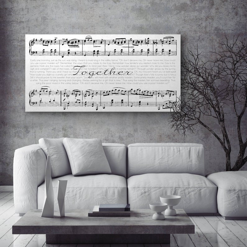 Framed Sheet Music and Song Lyrics Second Anniversary Gift