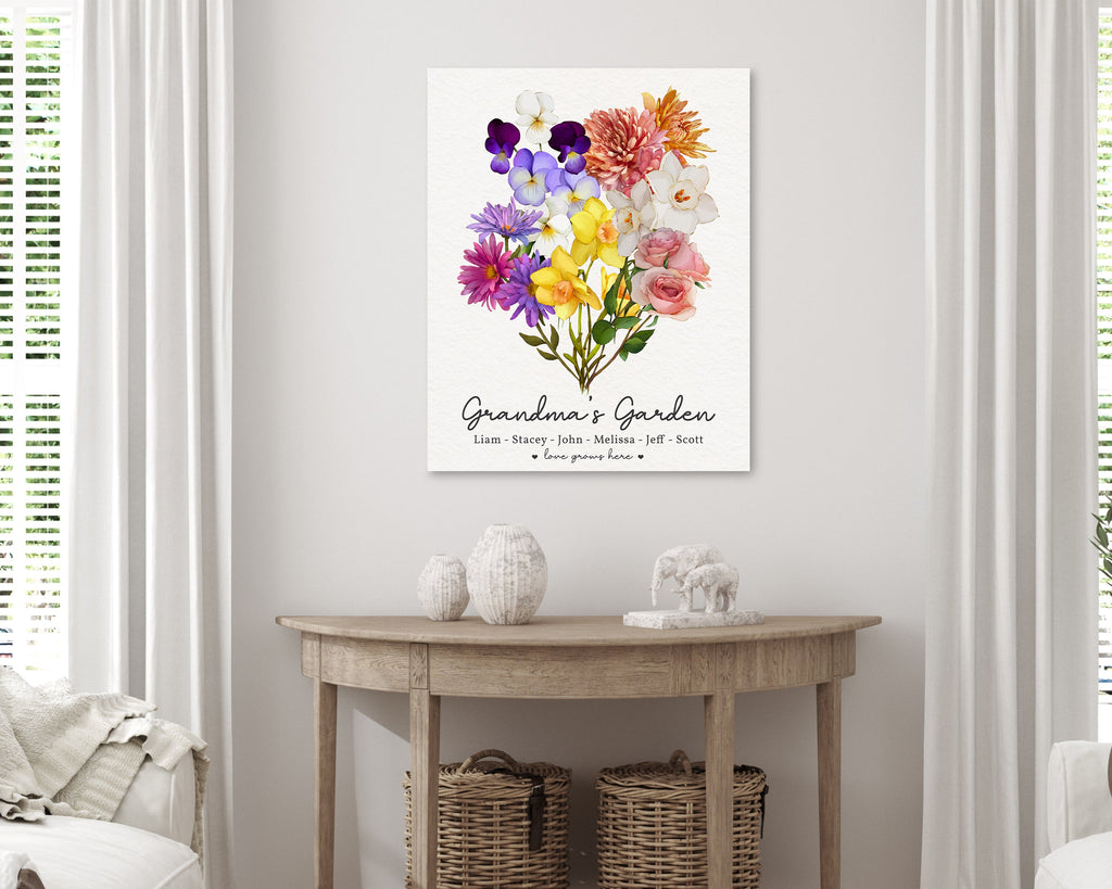 Custom Grandma's Garden Canvas with Grandkids Names