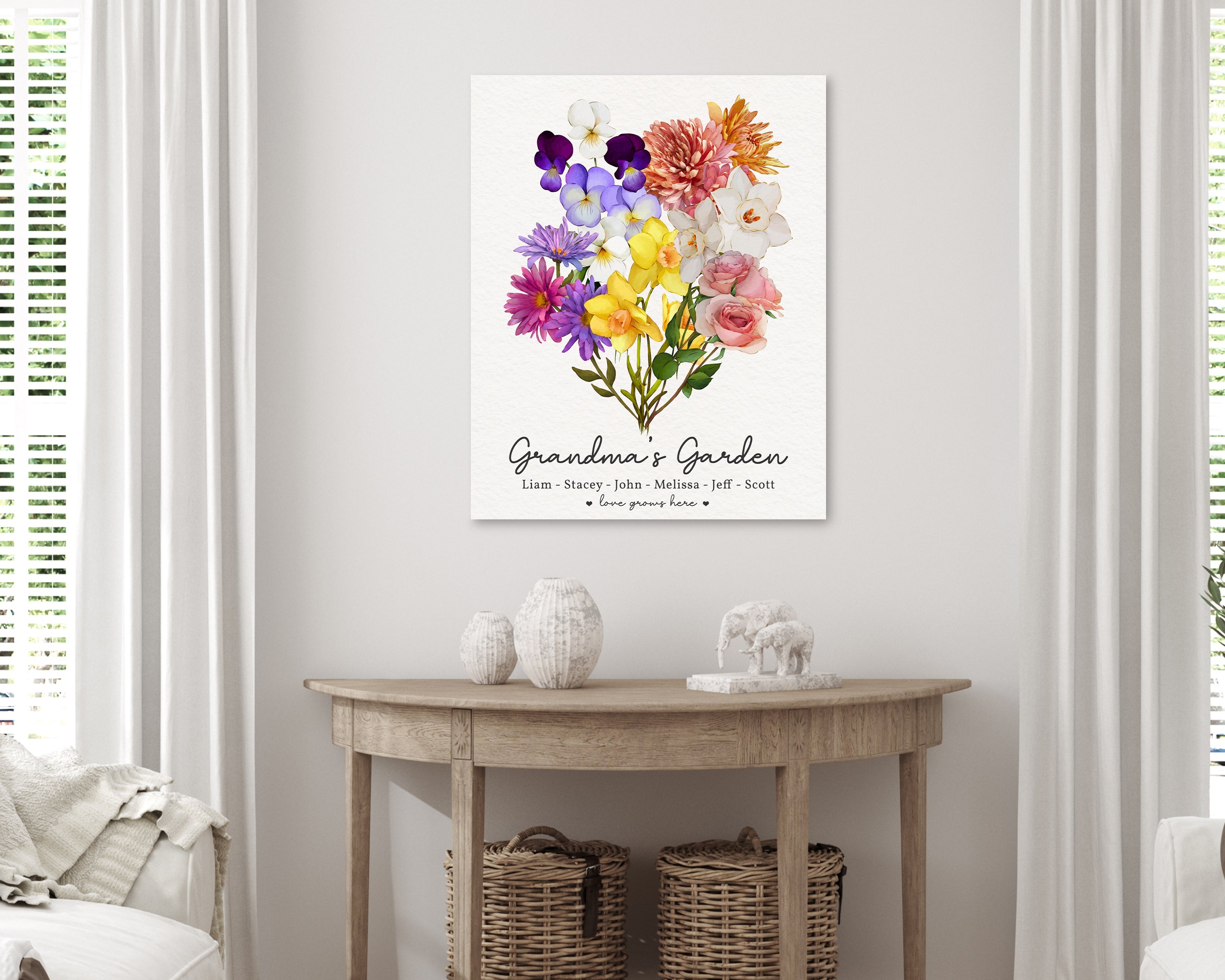Custom Grandma's Garden Canvas with Grandkids Names
